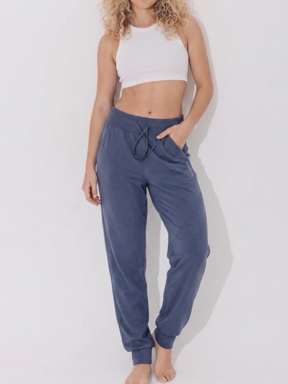 Paragon Fitwear High Waisted Paragon Steel Blue Drawstring Joggers Small